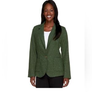 Isaac Mizrahi Live Olive Green Speckled Knit Blazer Jacket Size 20W